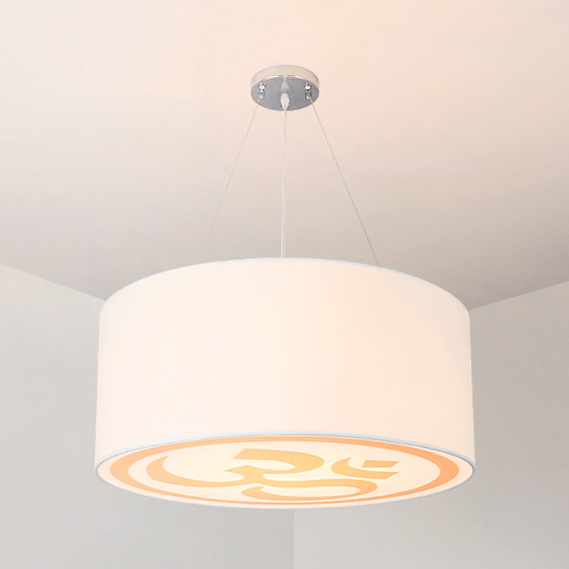 Round Shape Ceiling Lamp Tradition Iron Flush Mount with Fabric Lampshade for Balcony