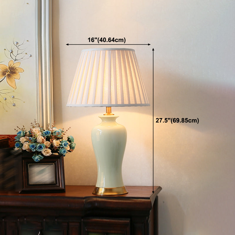 Conical Table Lamp Simplicity Style Fabric Shaded Table Light for Bedroom