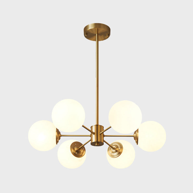 Postmodern Brass Chandelier Globe Chandelier Pendant with Glass for Living Room
