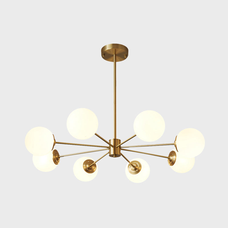 Postmodern Brass Chandelier Globe Chandelier Pendant with Glass for Living Room