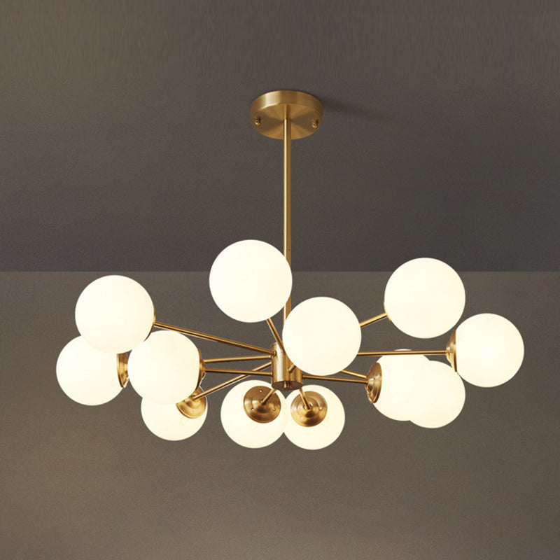 Postmodern Brass Chandelier Globe Chandelier Pendant with Glass for Living Room