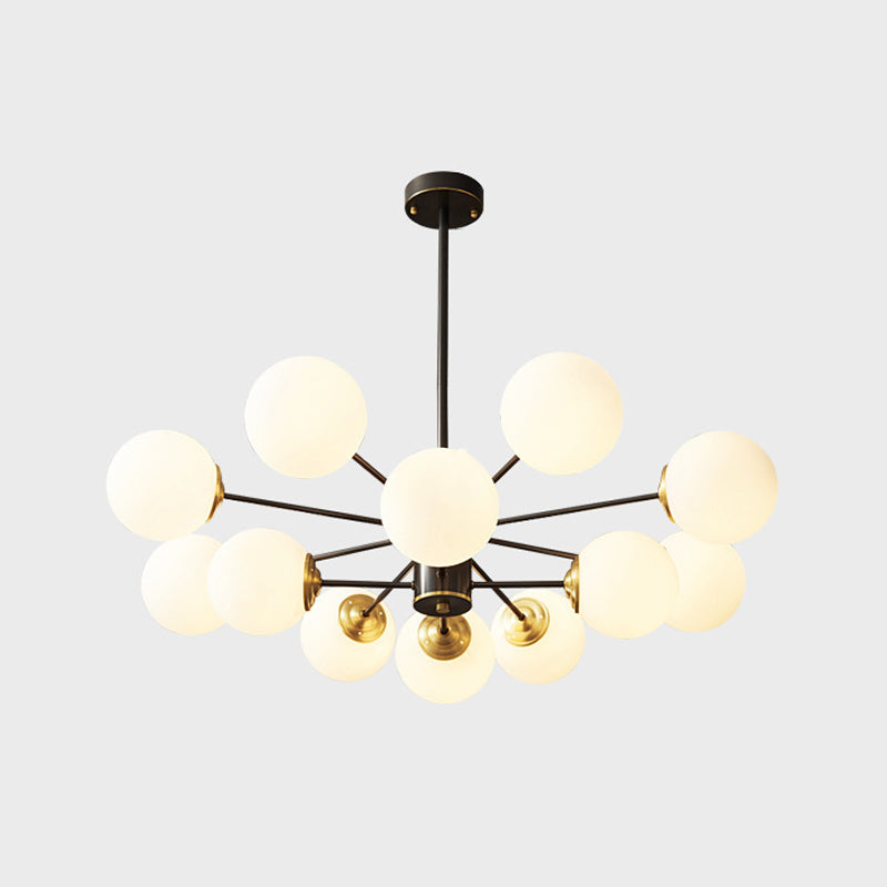 Postmodern Brass Chandelier Globe Chandelier Pendant with Glass for Living Room