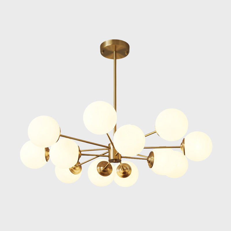 Postmodern Brass Chandelier Globe Chandelier Pendant with Glass for Living Room