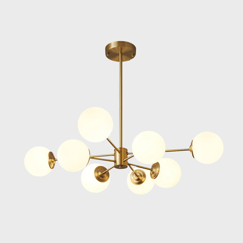 Postmodern Brass Chandelier Globe Chandelier Pendant with Glass for Living Room