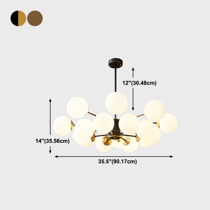 Postmodern Brass Chandelier Globe Chandelier Pendant with Glass for Living Room