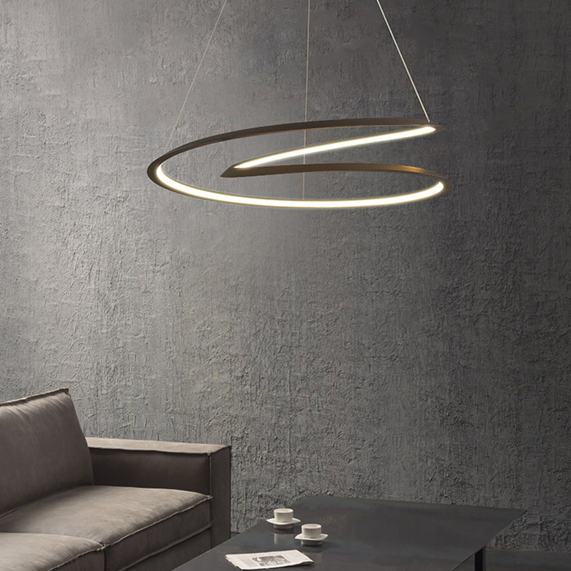 Minimalist Linear Chandelier Metal Black LED Chandelier Pendant for Living Room