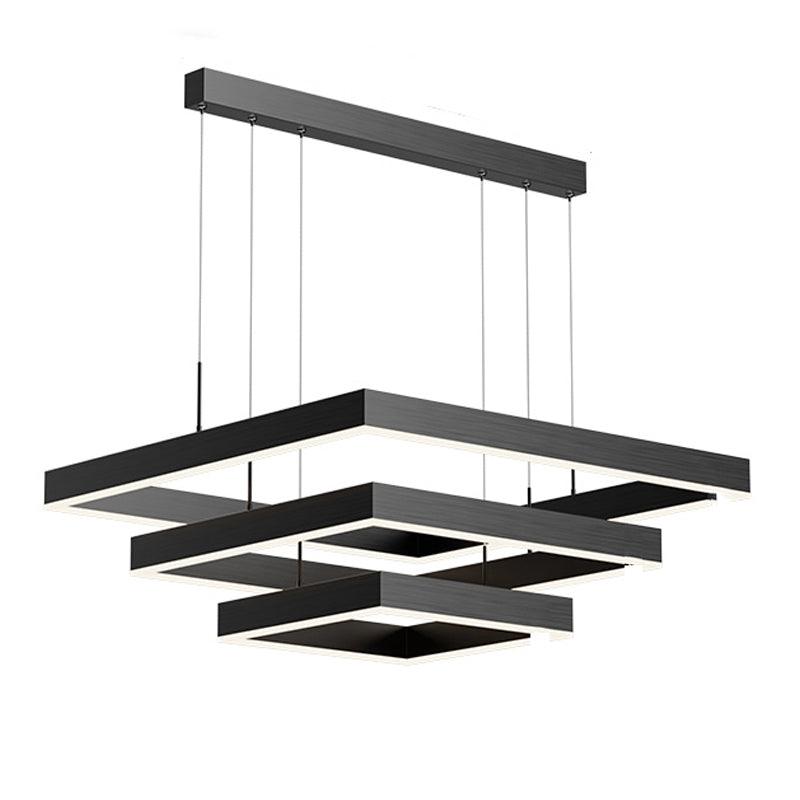 Square Shape Chandelier Lights Modern Metal Chandelier Lighting Fixtures in Black