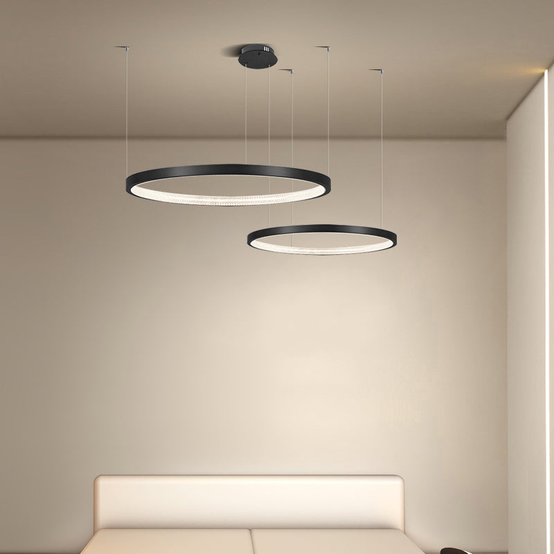 Round Shape Chandelier Lights Modern Metal 2 Light Chandelier Lighting Fixtures in Black