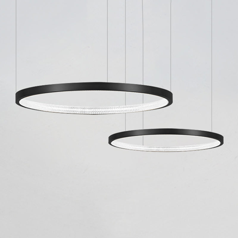 Round Shape Chandelier Lights Modern Metal 2 Light Chandelier Lighting Fixtures in Black