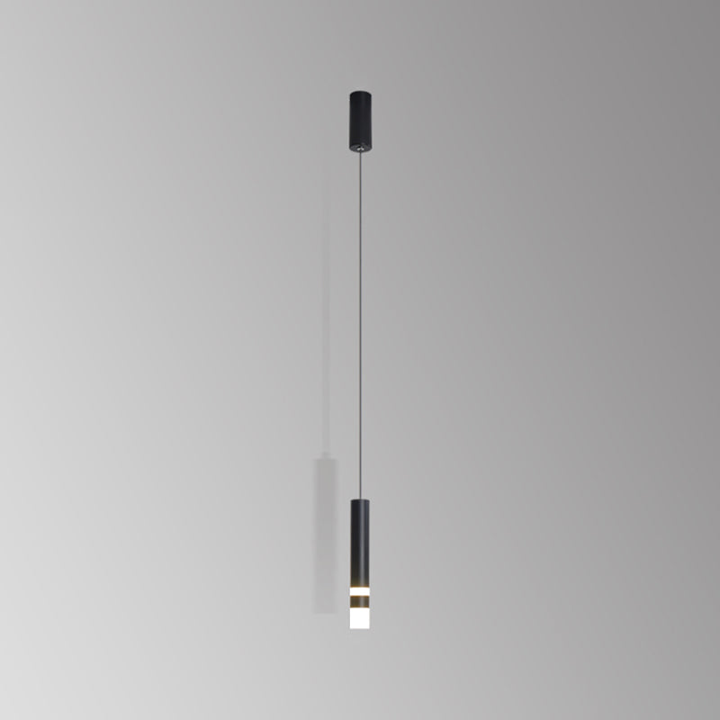 Cylinder Shape Metal Pendant Fixtures Modern Style Hanging Light Fixtures in Black