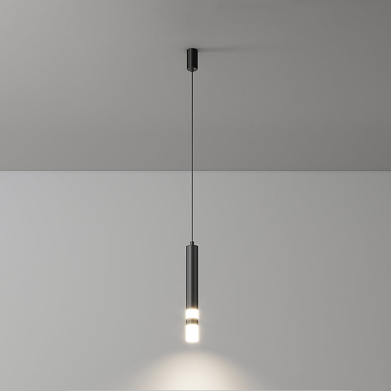 Cylinder Shape Metal Pendant Fixtures Modern Style Hanging Light Fixtures in Black