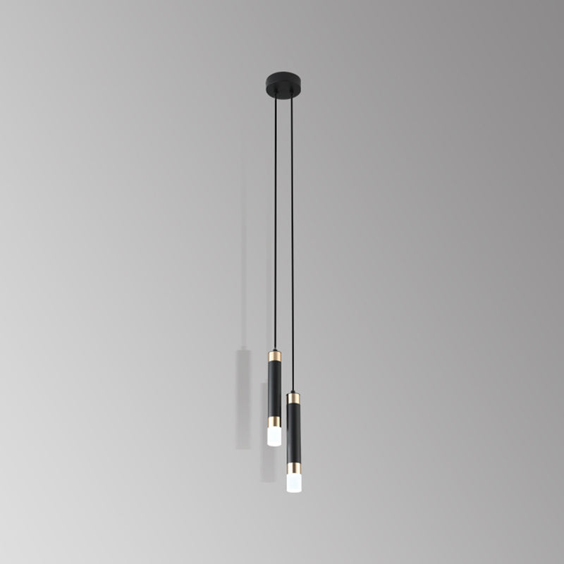 Cylinder Shape Metal Pendant Fixtures Modern Style Hanging Light Fixtures in Black