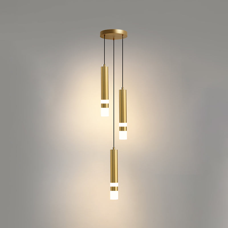 Cylinder Shape Metal Pendant Lighting Fixtures Modern Style Hanging Light Fixtures