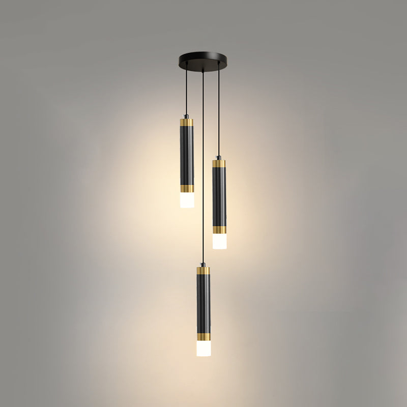 Cylinder Shape Metal Pendant Lighting Fixtures Modern Style Hanging Light Fixtures