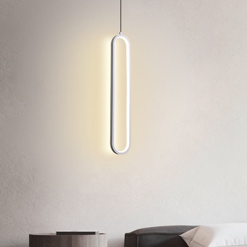 Contemporary Style Linear Shape Pendant Lighting Fixture Metal 1 Light Hanging Lamp