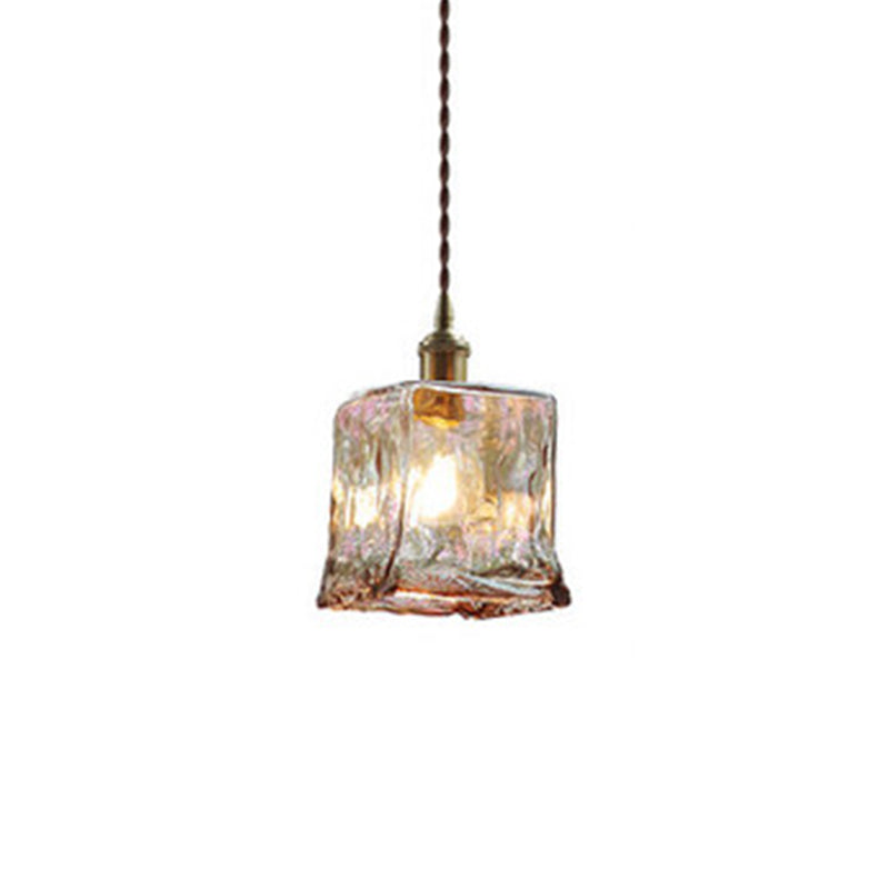 Industrial 1 Light Down Mini Pendant Copper Glass Hanging Light Kit for Dining Room