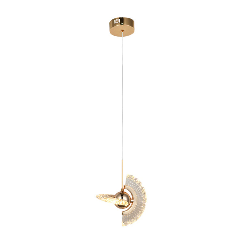 Gold Metal Down Lighting Pendant Contemporary 1-Light Ceiling Light for Bedroom