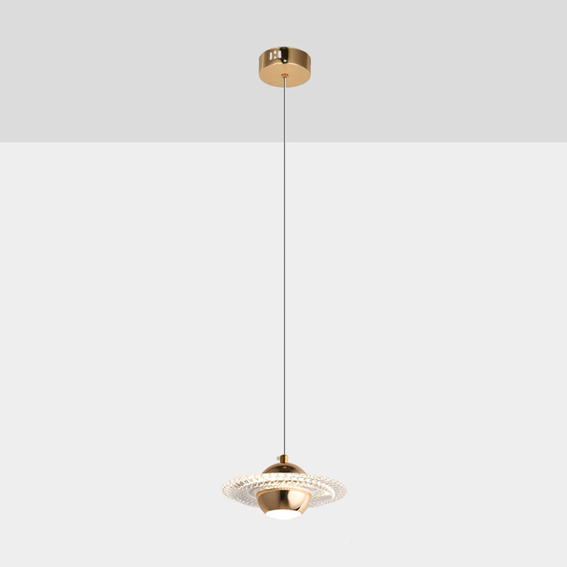 Gold Metal Down Lighting Pendant Contemporary 1-Light Ceiling Light for Bedroom