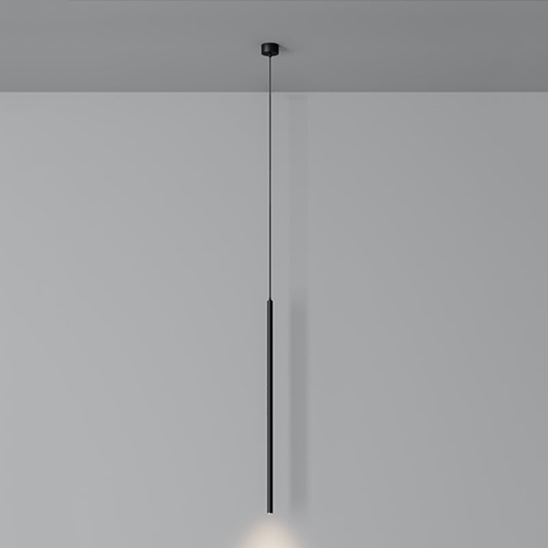 1-Light Minimalist Line Hanging Pendant Modern Style Metal Hanging Lighting in Black