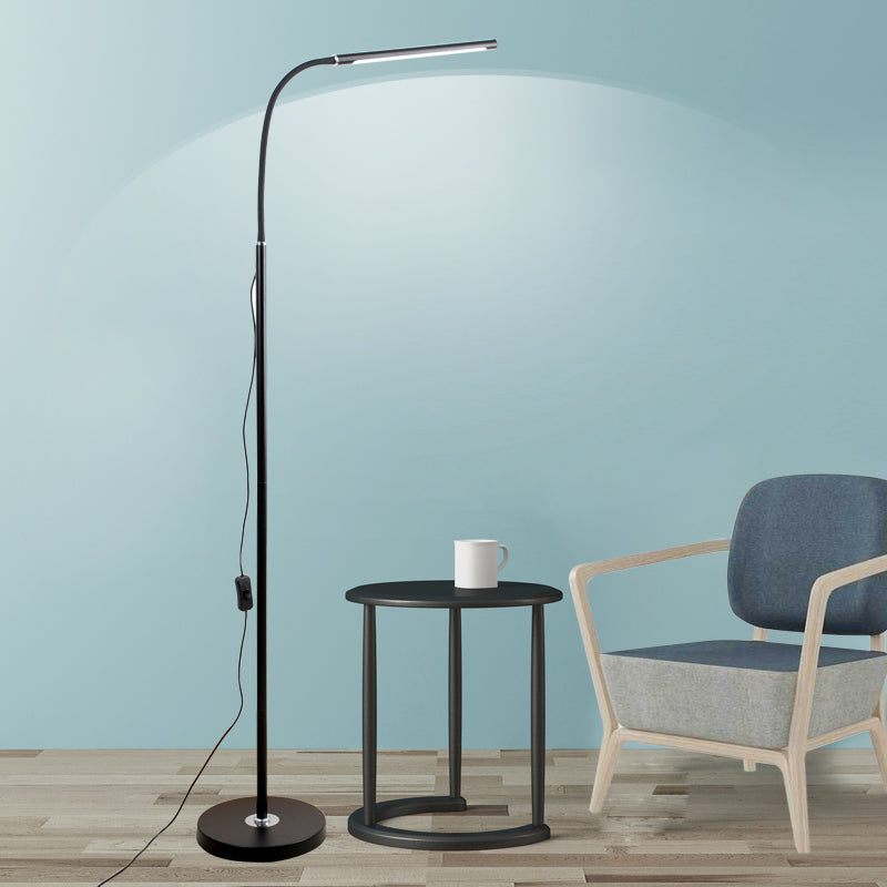 Nordic Style Iron Floor Lamp Strip Shape LED Floor Light with Acrylic Shade for Bedroom