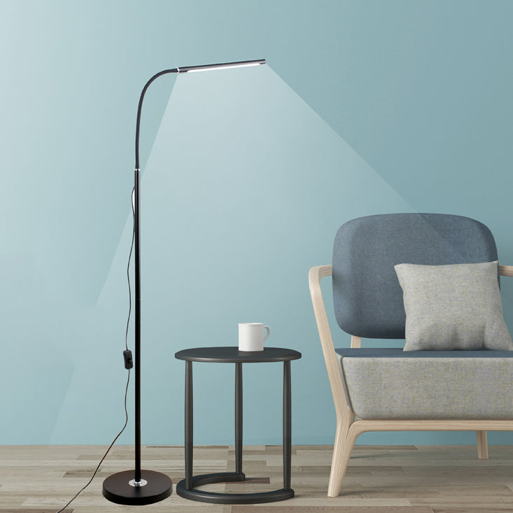 Nordic Style Iron Floor Lamp Strip Shape LED Floor Light with Acrylic Shade for Bedroom