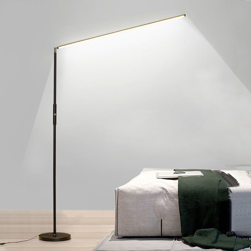 Nordic Style Iron Floor Lamp Strip Shape LED Floor Light with Silica Gel Shade for Bedroom