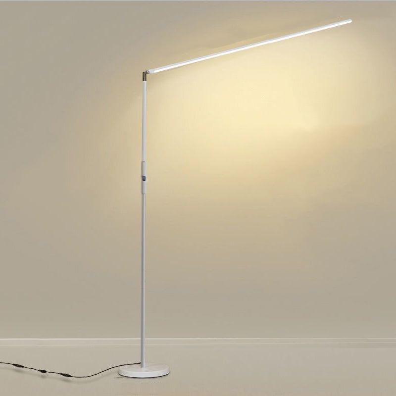 Nordic Style Iron Floor Lamp Strip Shape LED Floor Light with Silica Gel Shade for Bedroom