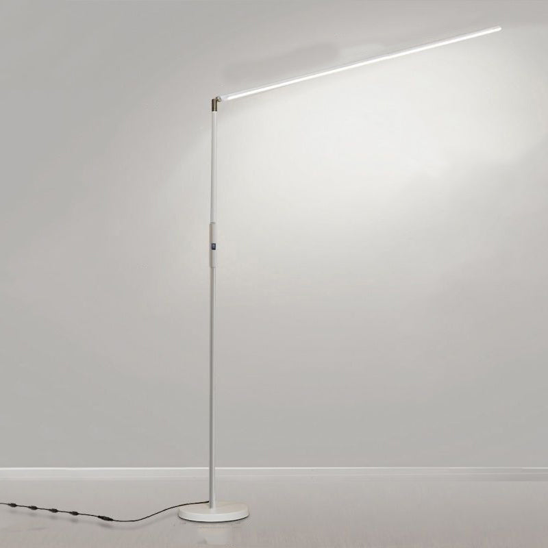 Nordic Style Iron Floor Lamp Strip Shape LED Floor Light with Silica Gel Shade for Bedroom