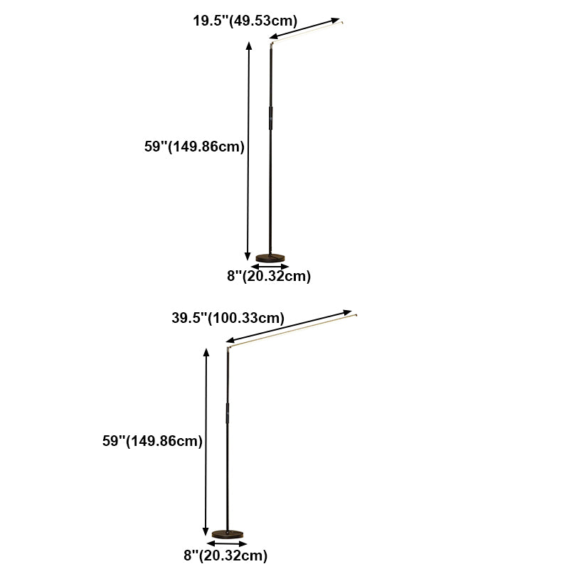 Nordic Style Iron Floor Lamp Strip Shape LED Floor Light with Silica Gel Shade for Bedroom