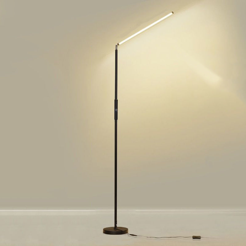 Nordic Style Iron Floor Lamp Strip Shape LED Floor Light with Silica Gel Shade for Bedroom