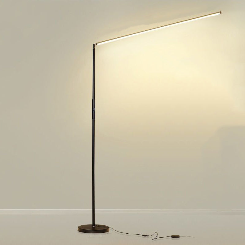 Nordic Style Iron Floor Lamp Strip Shape LED Floor Light with Silica Gel Shade for Bedroom