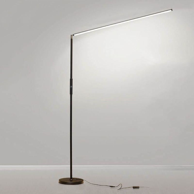 Nordic Style Iron Floor Lamp Strip Shape LED Floor Light with Silica Gel Shade for Bedroom