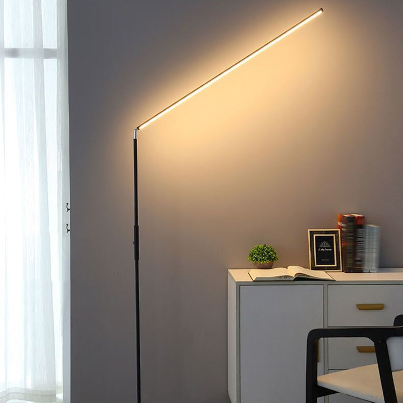 Nordic Style Iron Floor Lamp Strip Shape LED Floor Light with Silica Gel Shade for Bedroom