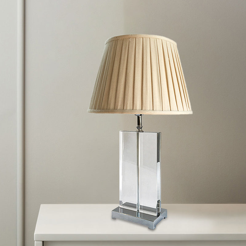 1 Lampa da comodino rettangolare a testa Light di lettura di cristalli con taglio a mano contemporanea in beige