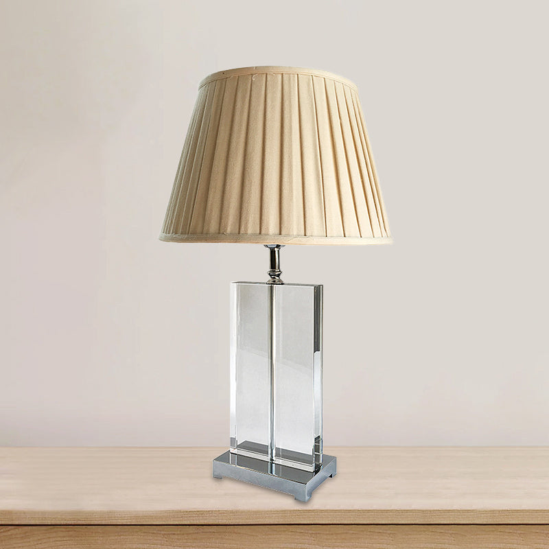 1 Lampa da comodino rettangolare a testa Light di lettura di cristalli con taglio a mano contemporanea in beige