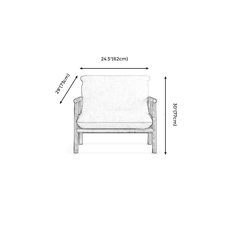 Linen Beige Upholstered Sofa Square Arm Settee with Wooden Legs for Apartment