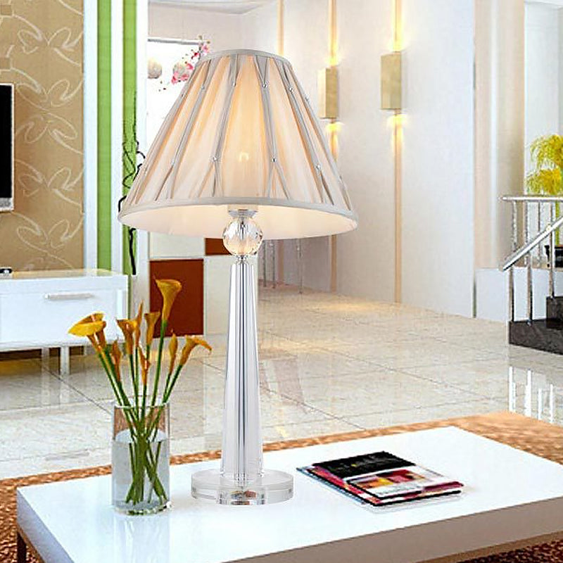 Ampia flare cristallo compito semplicità tessuto 1 lampadario beige lampada da comodino per letto