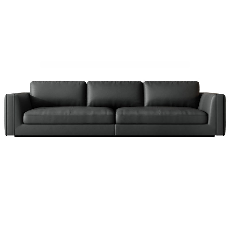 Contemporary Square Arm Couch Black Stain-Resistant Standard Sofa