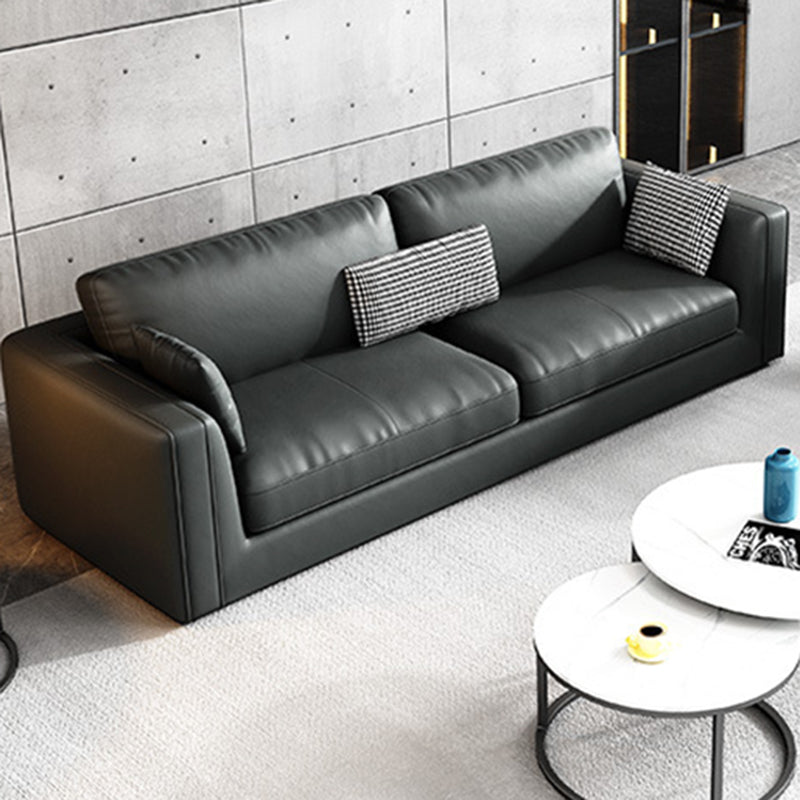 Contemporary Square Arm Couch Black Stain-Resistant Standard Sofa