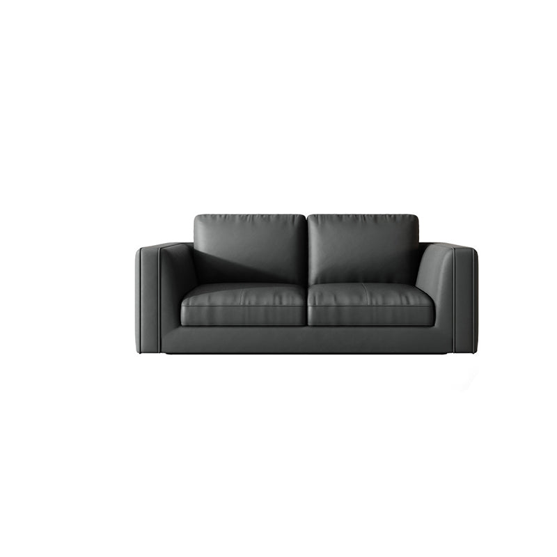 Contemporary Square Arm Couch Black Stain-Resistant Standard Sofa