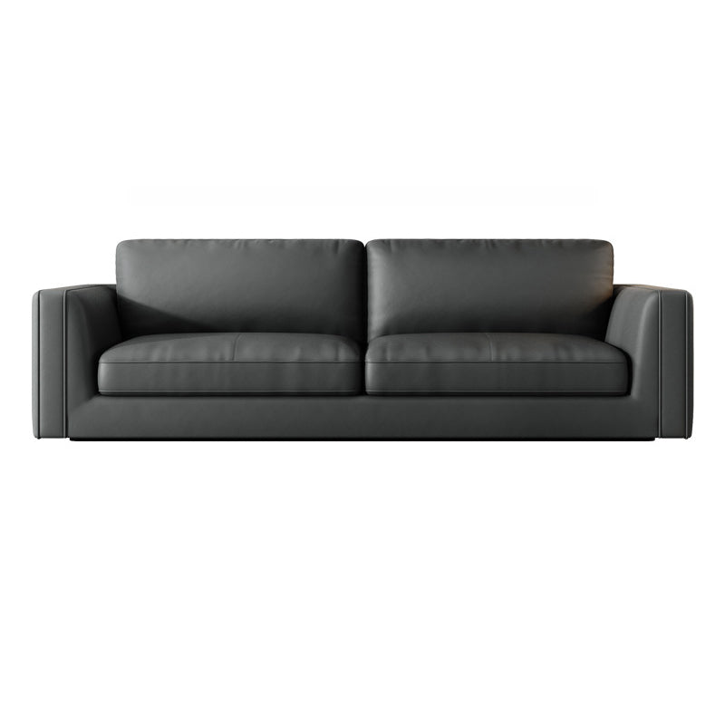 Contemporary Square Arm Couch Black Stain-Resistant Standard Sofa