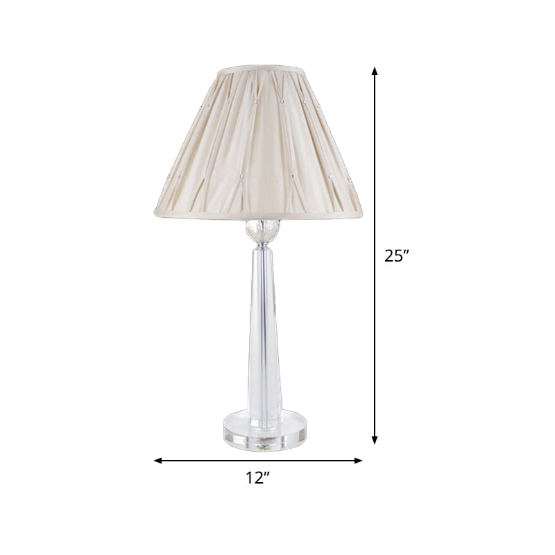 Ampia flare cristallo compito semplicità tessuto 1 lampadario beige lampada da comodino per letto