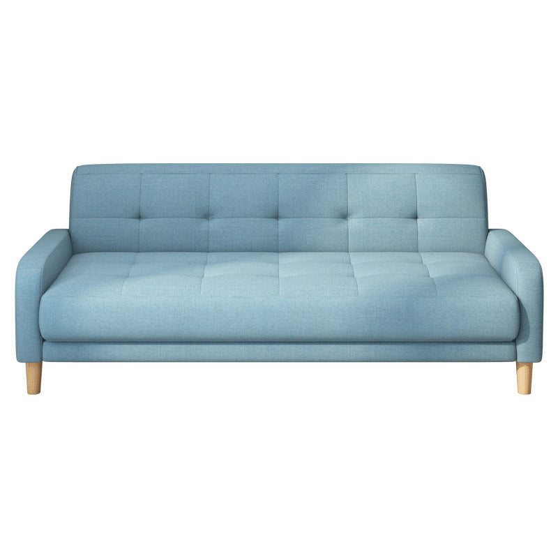 Contemporary Tufted Back Standard Sofa Square Arm Couch with Wooden Legs