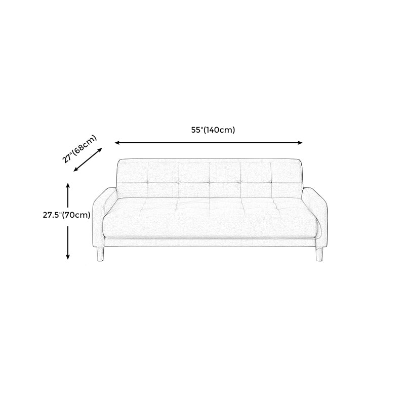 Contemporary Tufted Back Standard Sofa Square Arm Couch with Wooden Legs