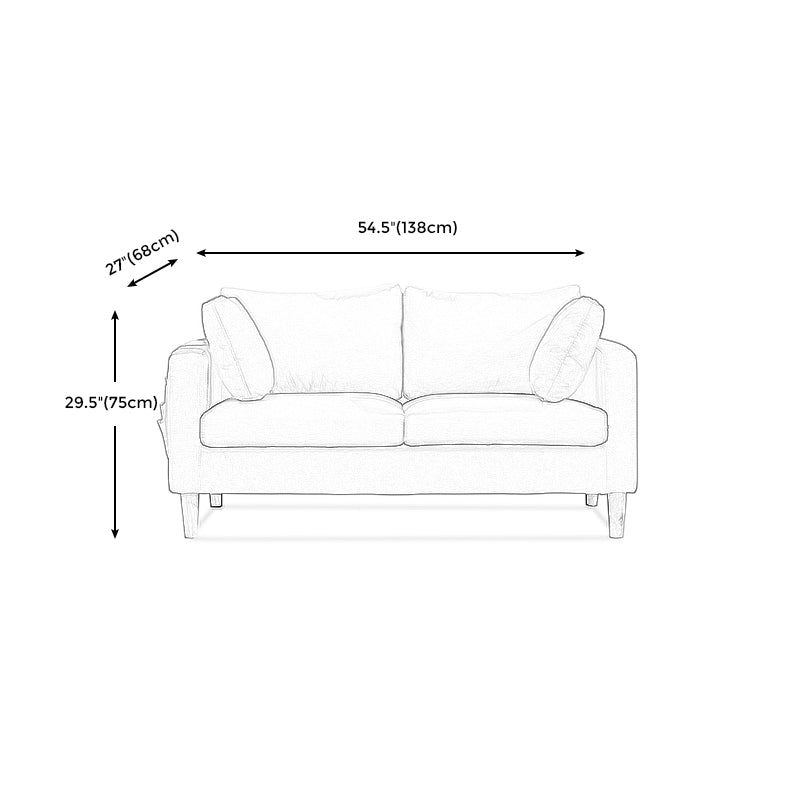 Contemporary Square Arm Couch Faux Leather Loveseat with Pillows