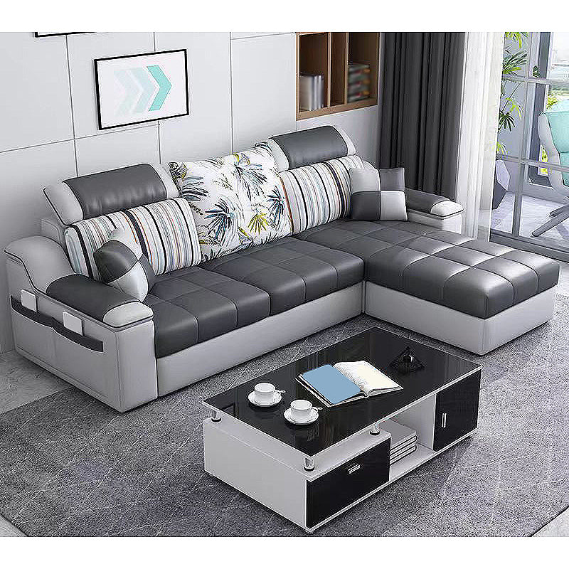 82.68"L x 57.09"W x 35.43"H Sloped Arm Sofa Cushion Back Sectionals with Storage