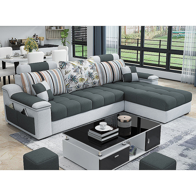 82.68"L x 57.09"W x 35.43"H Sloped Arm Sofa Cushion Back Sectionals with Storage