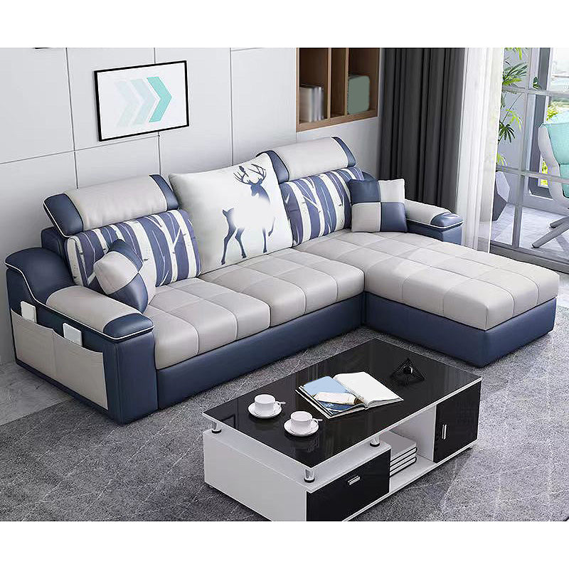 82.68"L x 57.09"W x 35.43"H Sloped Arm Sofa Cushion Back Sectionals with Storage