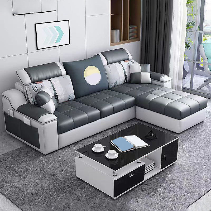 82.68"L x 57.09"W x 35.43"H Sloped Arm Sofa Cushion Back Sectionals with Storage