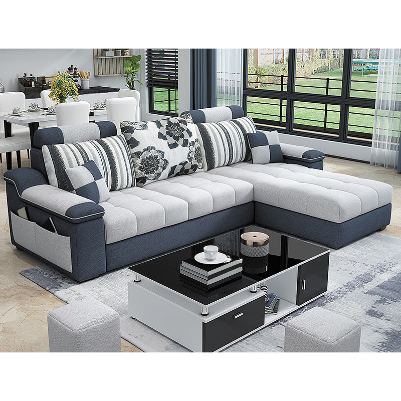 82.68"L x 57.09"W x 35.43"H Sloped Arm Sofa Cushion Back Sectionals with Storage